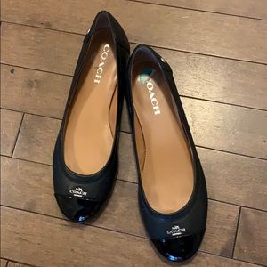 Coach leather flats with patent toe